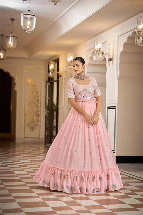 Pink Georgette Anarkali Gown
