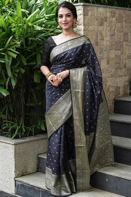 Traditional Motif Ethnic Wear Banarasi Soft Silk Saree